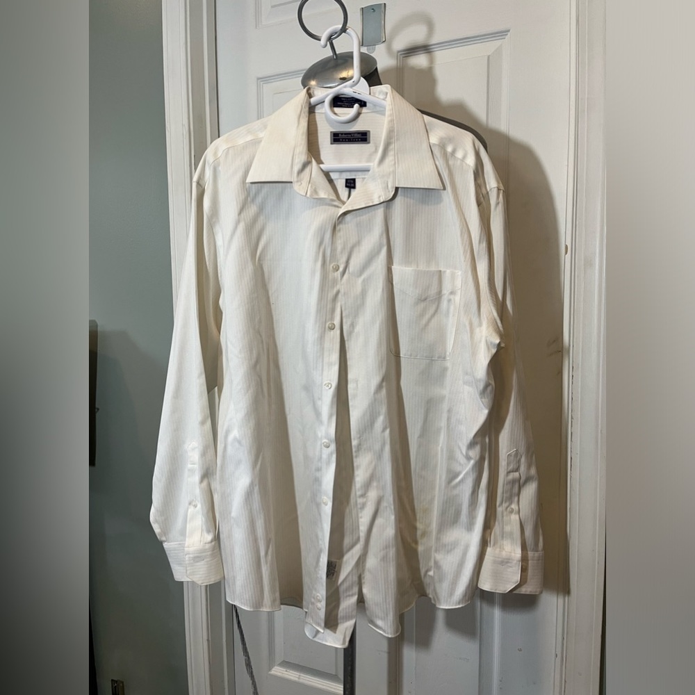 Robert Villini Collezione Mens White Front Button Long Sleeve Shirt Size 17.5
